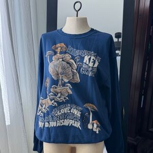 Project Social T - Urban Outfitters Navy Sweatshirt with Graphic Design